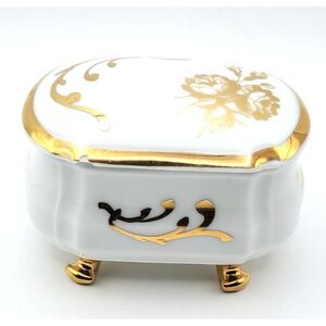 Vintage Limoges White & Gold Trinket Box READ